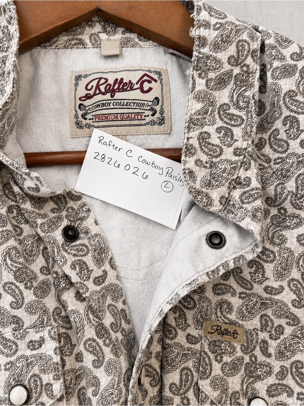 Rafter C Cowboy Collection 100% Cotton Mens Pearl Snap Western Shirt - Picture 8 of 8